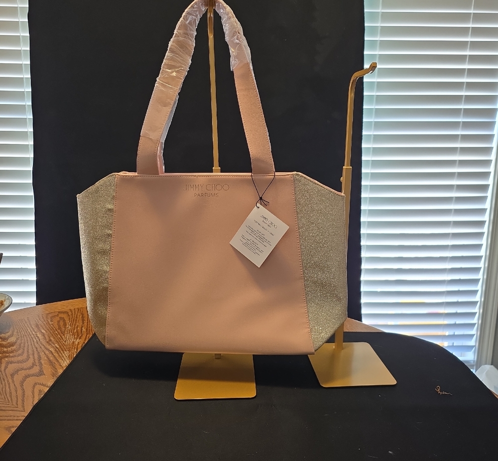 Jimmy Choo Blush Pink Tote with Glitter Side Panels